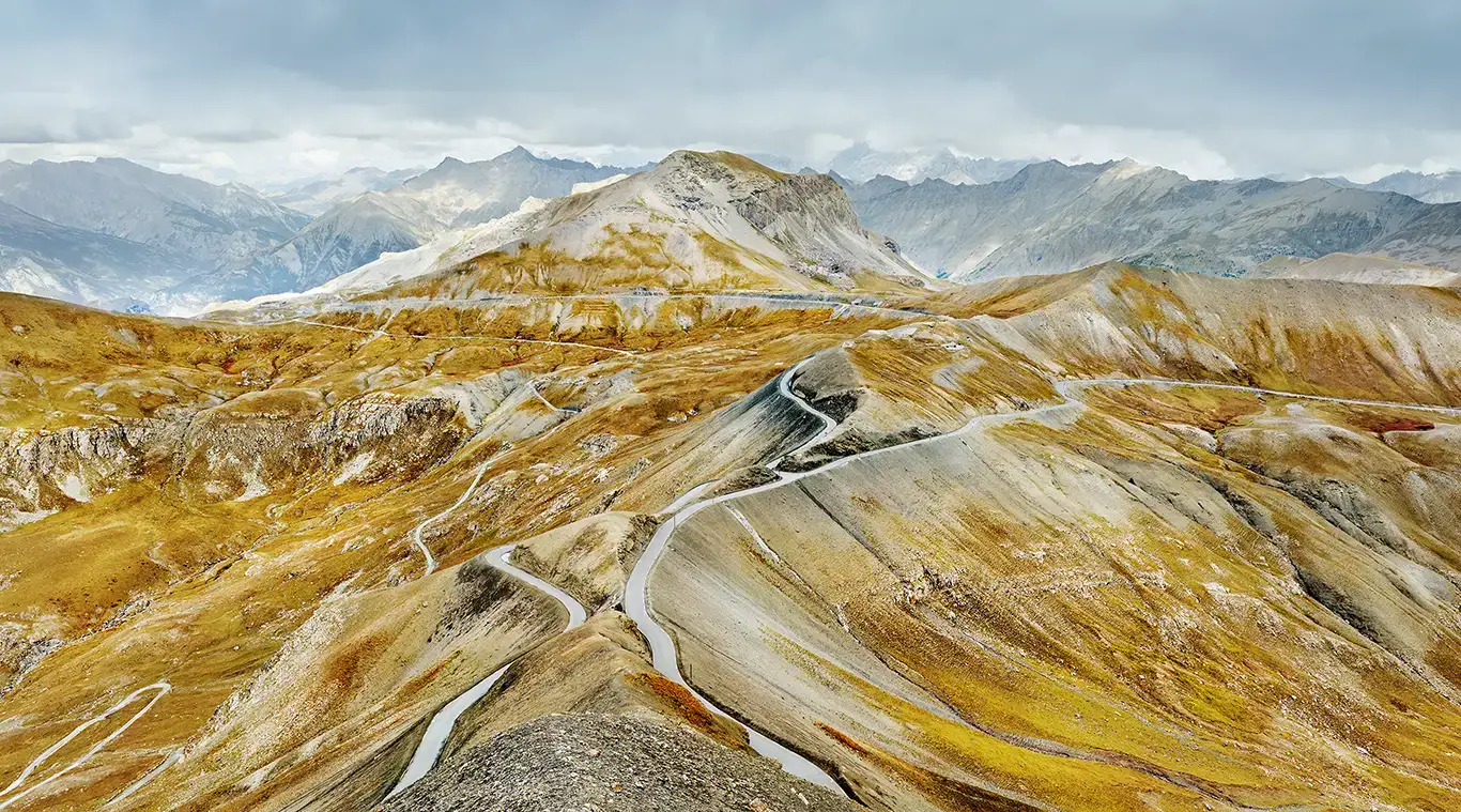 View across the summit of the Col de la Bonette